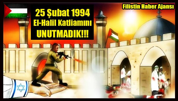 Karikatur- 25 Subat 1994 El-Halil Katliamini UNUTMADIK