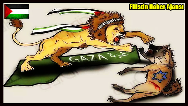 Karikatur- Gazze Direnisi Siyonist Sirtlana Karsi Aslan Gibi Kukremekte
