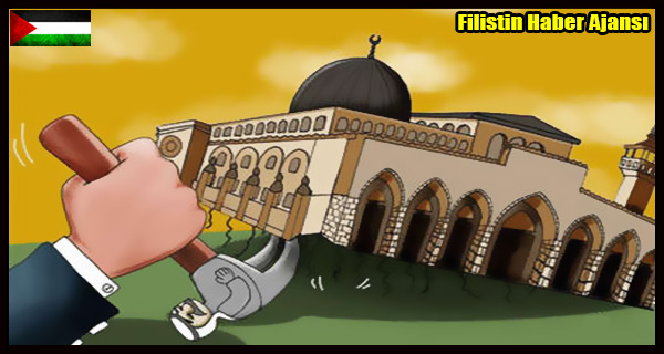 Karikatur- Siyonist Israil'in Mescidi Aksa Kazilari