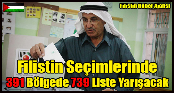 Filistin Secimlerinde 391 Bolgede 739 Liste Yarisacak