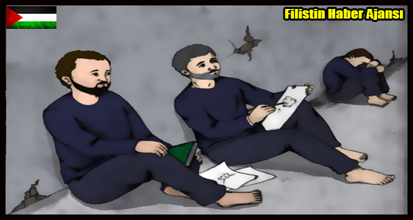 Karikatur- Siyonist Israil Zindanlarinda Filistinli Esirler