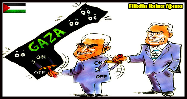 KARIKATUR- Siyonist Netanyahu ve Mahmud Abbas'in GAZZE Elektrik Icraati
