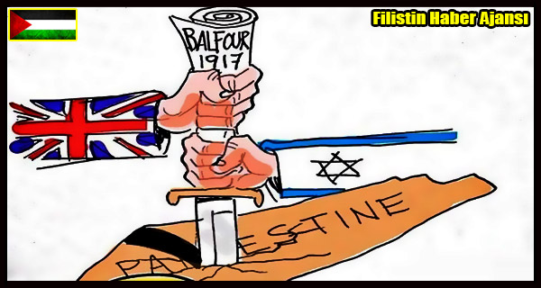 KARIKATUR- BALFOUR Filistin'in Kalbine Saplanan HANCER